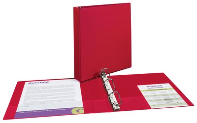 Avery 1 1/2" 3-Ring Non-View Binders, Slant Ring, Red (27202)