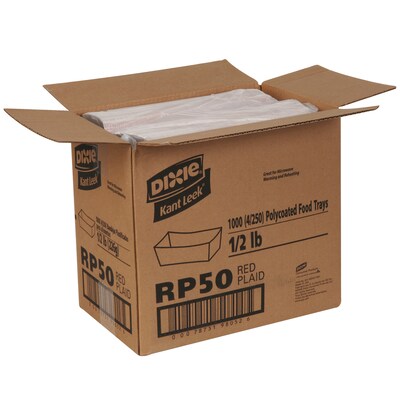 Dixie Products Kant Leek Red Plaid.5 lb. Poly Coated Food Tray, 4 Packs/250 Trays, 1000 Trays/CS