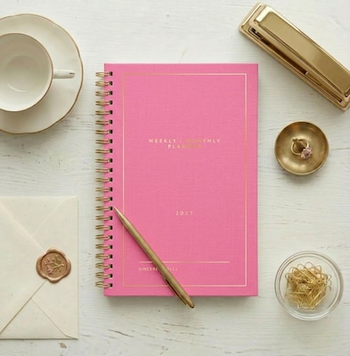 2027 Blue Sky Sincerely Jules 5" x 8" Weekly & Monthly Planner, Pink (162422)