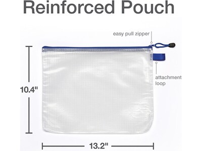 Pendaflex Oxford Reinforced Zip Pouches, Assorted Colors, 10/Pack (77707)