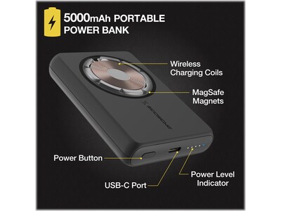 scosche GoBat MagSafe Wireless Power Bank, 5000mAh, Black (PBQ5MS-SP)