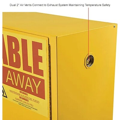 Global Industrial Flammable Cabinet, 45 Gallon Capacity, 43"W x 18"D x 65"H, Yellow (298541)