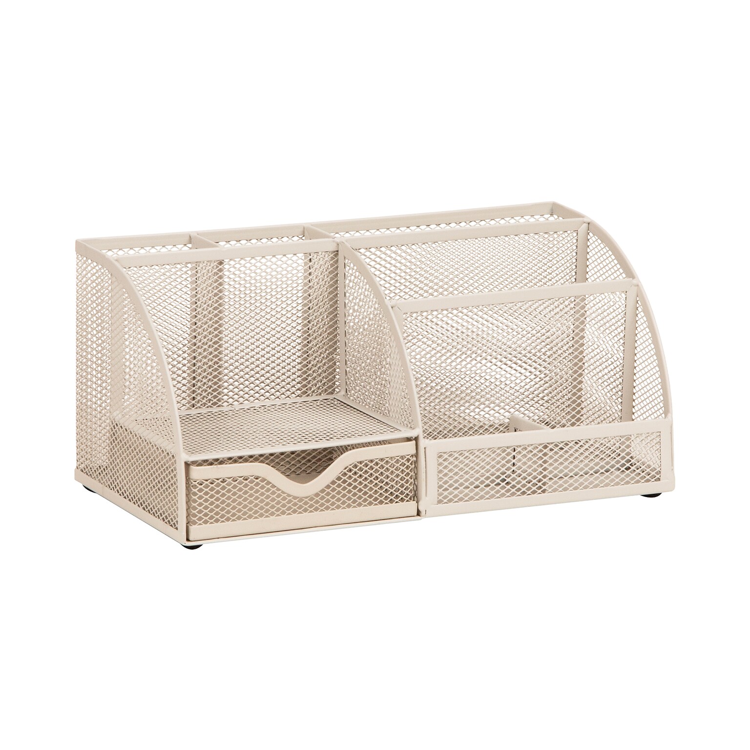 Staples 7-Compartment Metal Mesh Desk Organizer, Warm White (ST63827)