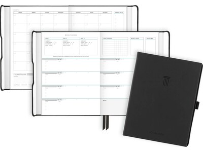 AT-A-GLANCE Foundation 5.5" x 8.5" Weekly & Monthly Planner, Faux Leather Cover, Black (FD-200-05)