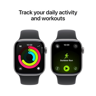 Apple Watch Series 11 GPS + Cellular Smartwatch, 42mm, Space Gray Aluminum Case with Black Sport Band, Medium/Large (MF8C4LW/A)
