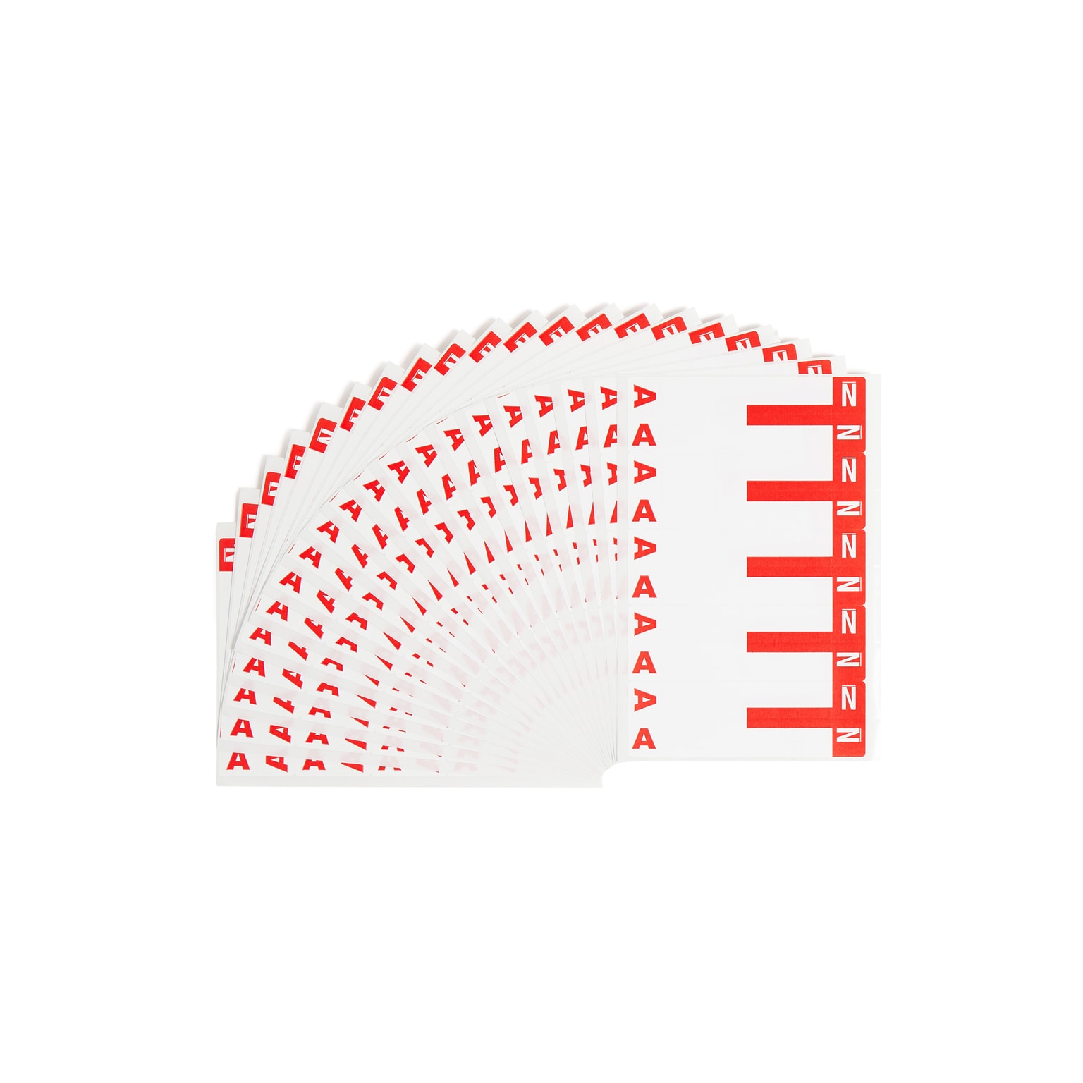 Alphabetical Character Labels, A And N, Red, 100/Pk