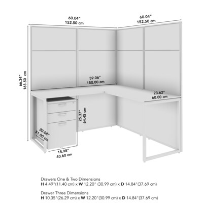 Bush Business Furniture Easy Office 66"H x 60"W L-Shaped Cubicle Panel Workstation, Natural Elm (EODH36SNE-03K)