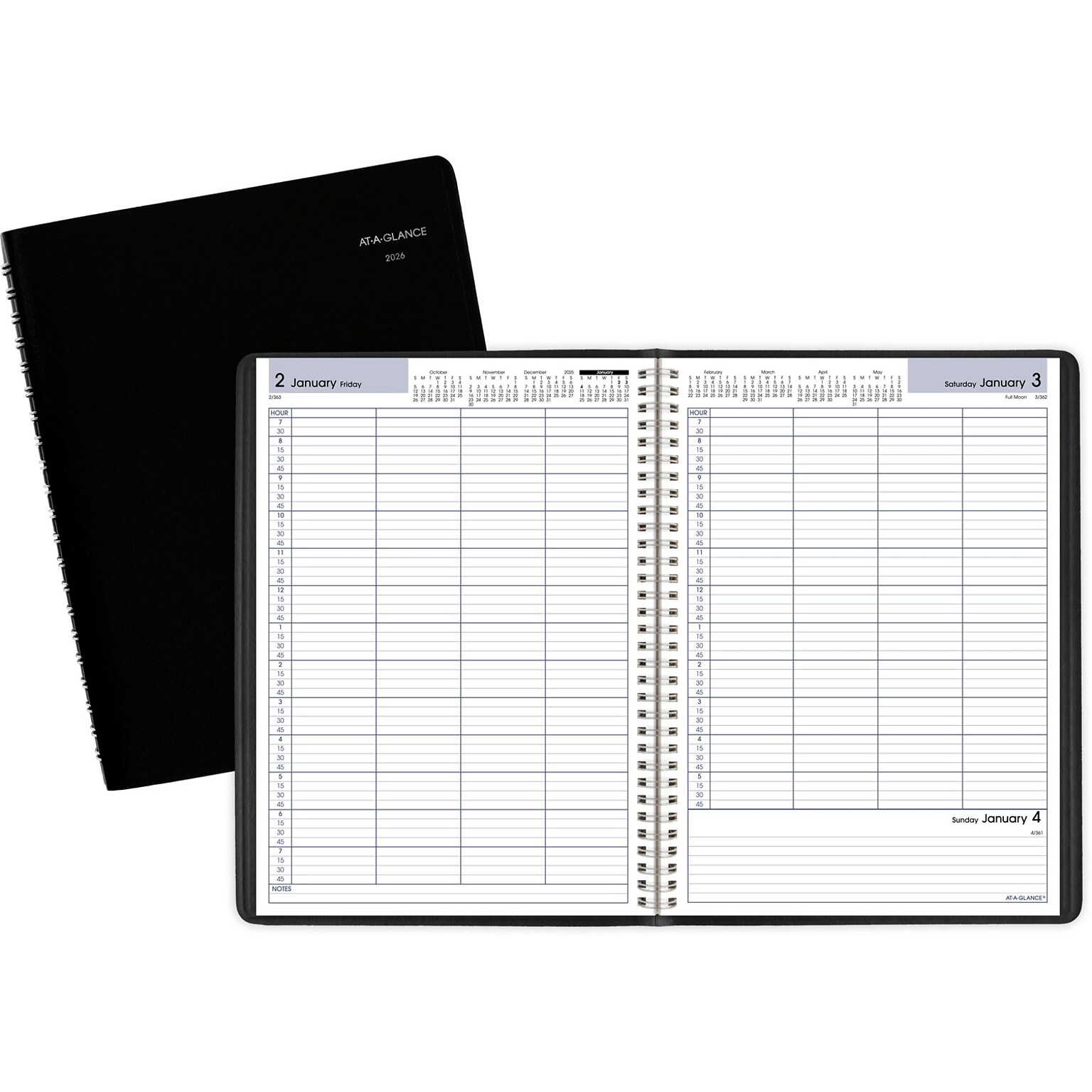 2026 AT-A-GLANCE DayMinder 8 x 11 4-Person Daily Appointment Book, Faux Leather Cover, Black (G560-00-26)