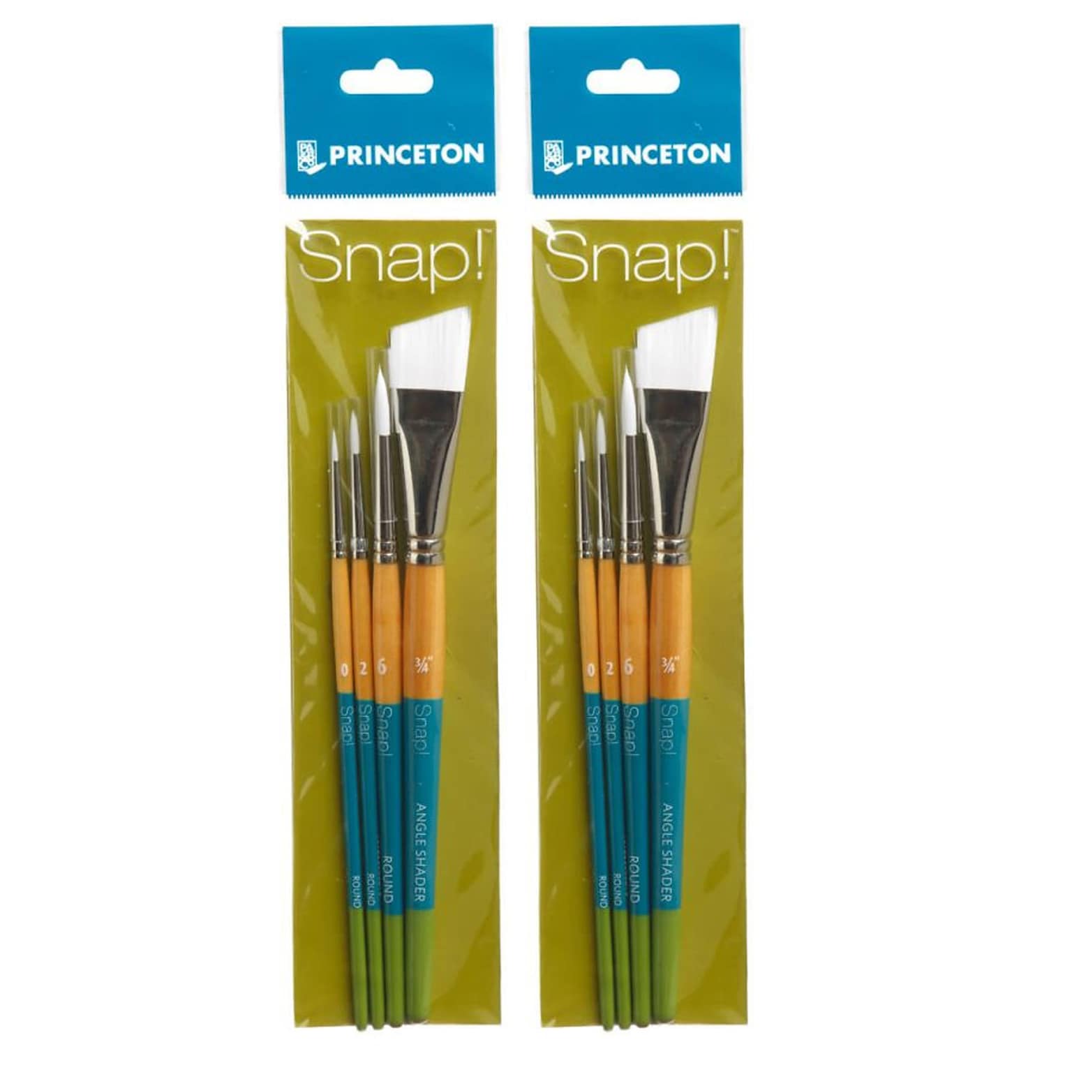 Princeton Snap! Short Handle Mixed Media Synthetic Brush Set No. 3, 4/Set, 2 Sets/Bundle (PBXP9850SET3-2)