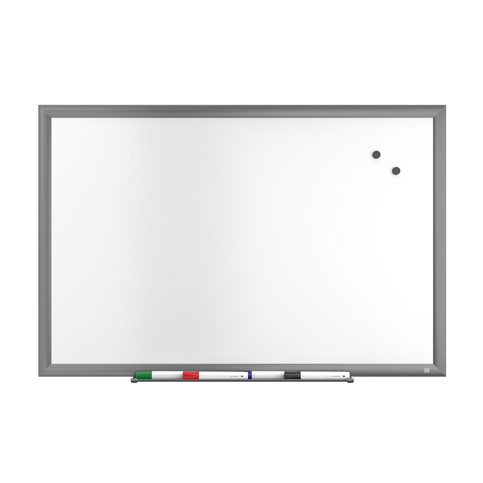 TRU RED™ Magnetic Porcelain Dry Erase Board, Gunmetal Frame, 3 x 2 (TR61184)