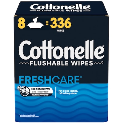 Cottonelle Flushable Toilet Paper Wipe, White, 42 Sheets/Pack, 8 Packs/Carton (51826)