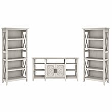 Bush Furniture Key West Tall TV Stand with Set of Two Bookcases, Linen White Oak, Screens up to 65