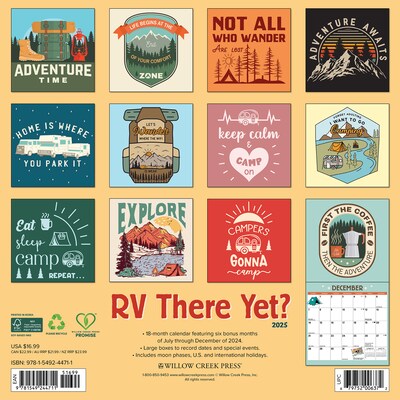 2025 Willow Creek RV There Yet? Camping Art 12 x 12 Monthly Wall Calendar (44711)
