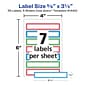 Avery Water-Resistant Laser/Inkjet ID Labels, 5/8" x 3-1/2", Assorted Border Colors, 7 Labels/Sheet, 35 Labels/Pack (41440)