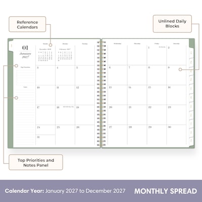 2027 Blue Sky Sincerely Jules 8 x 10 Monthly Planner, Sage (164249)