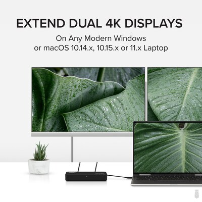 Plugable 4K USB 3.0 & USB-C to DisplayPort and HDMI Dual Monitor Adapter, Male to Female, Black (USBC-6950U)