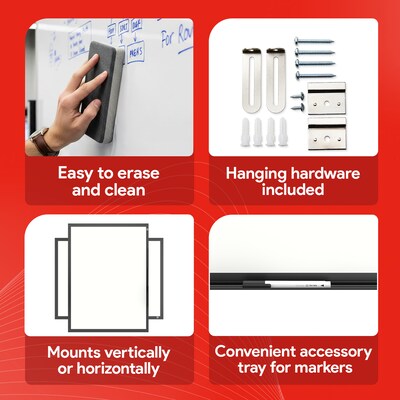 TRU RED™ Magnetic Steel Dry Erase Board, Black Frame, 3' x 2' (TR61180)