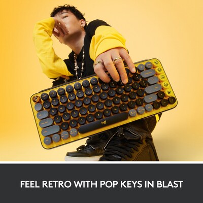 Logitech POP Keys Wireless Mechanical Keyboard, Blast Yellow (920-010707)