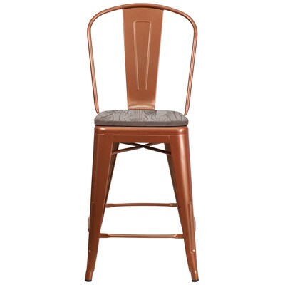 Flash Furniture Blake Contemporary Metal Vertical Back Counter Height Stool, Copper, 4-Pieces/Pack (4ET353424POCW)