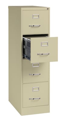 Hirsh Commercial 4-Drawer Vertical File Cabinet, Letter Size, Lockable, 52"H x 15"W x 25"D, Putty (14115)