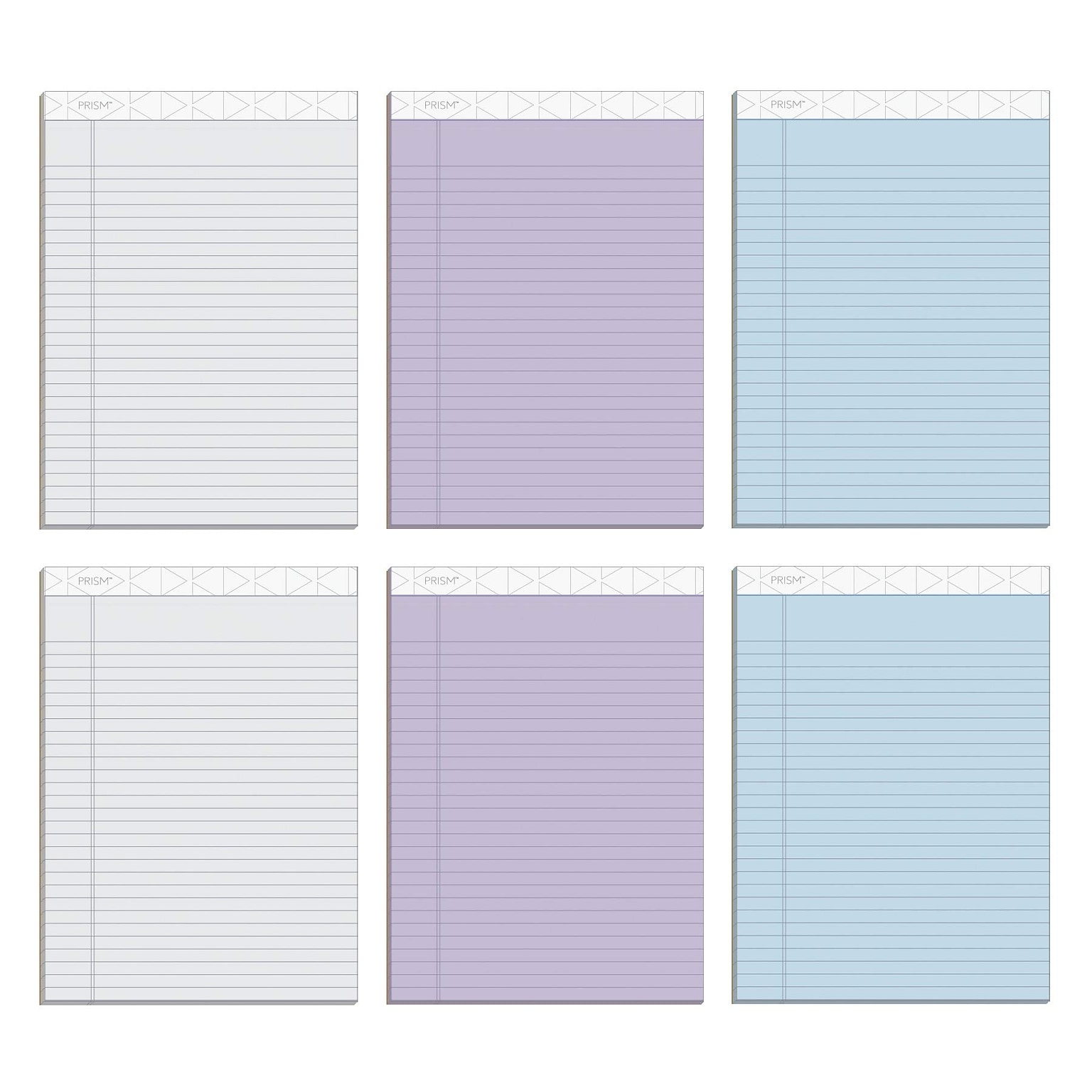 TOPS Prism Notepad, 8.5 x 11.75, Wide Ruled, Assorted, 50 Sheets/Pad, 6 Pads/Pack (TOP63116)