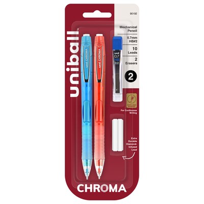 uni-ball Chroma Mechanical Pencil, 0.7mm, #2 Hard Lead, 2/Pack (90192)