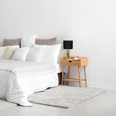 Simple Designs Whimsical Wave 23.75" LED Table Lamp, Gold Base/Black Shade (LT2124-GLD)