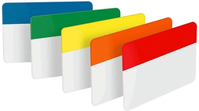 Post-it Tabs, 2" Wide, Solid, Assorted Colors, 30 Tabs/Pack (686-ROYGB)