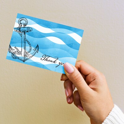 Great Papers Ocean Nautical Anchor General Use Thank You Notecard Kits, Multicolored, 24/Pack (2025023)