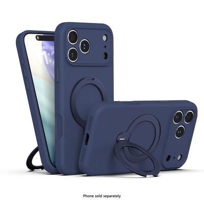 SaharaCase MagSafe Silicone Phone Case for iPhone 18 Pro Max, 360-Degree Kickstand, Wireless Charging, Dark Blue (CP01187)
