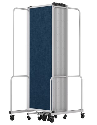 National Public Seating Robo Series 11-Panel Folding Mobile Room Divider, 72"H x 256"W, Blue Fabric (RDG6-11PT04)