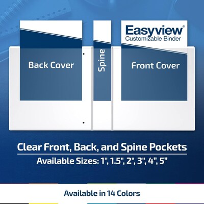 Davis Group Easyview Premium 4" Angle D Ring, Customizable, View Binder, Turquoise Blue, 4/Pack (8406-52)