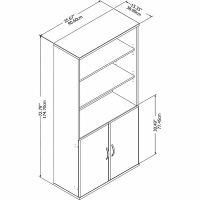 Bush Business Furniture Studio C 72.8"H 5-Shelf Bookcase with Adjustable Shelves, White Laminated Wood (STC015WH)