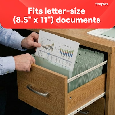 Staples® A-Z Index File Guide, Letter Size, Gray/Green, 25/Set (ST118273)