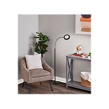 Simplee Adesso Holmes 56.5 Brushed Steel/Matte Black Floor Lamp with Round Shade (SL4925-01)