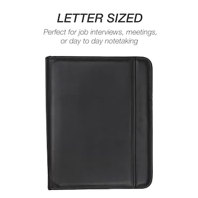 Samsill Professional™ Leather Padfolio with Zipper Closure, Black (70820)