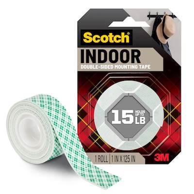 Scotch Double-Sided Indoor Mounting Tape, 1 x 3.47 yds, White, 1 Roll/Pack (314S-MED)