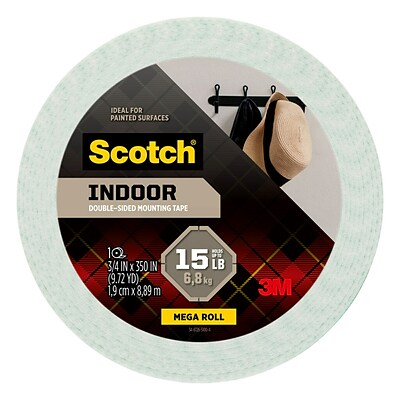 Scotch® Double Sided Indoor Mounting Tape, 3/4 x 10 yds., White (110-LONG)