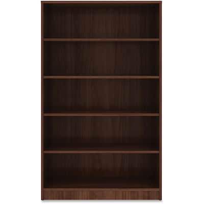 Lorell 60 5-Shelf Bookcase with Adjustable-Shelves, Walnut Laminate (LLR99789)