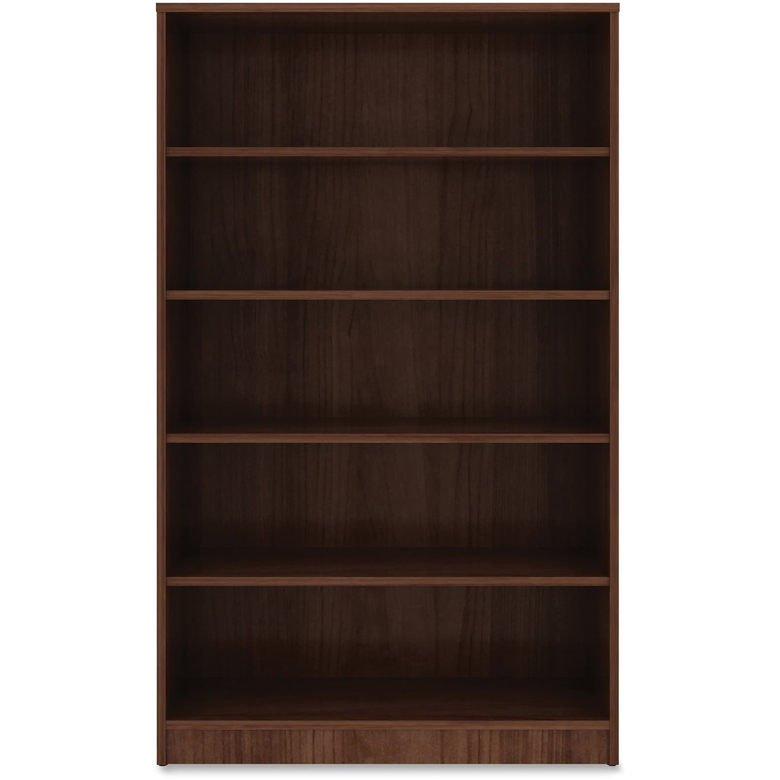 Lorell 60 5-Shelf Bookcase with Adjustable-Shelves, Walnut Laminate (LLR99789)