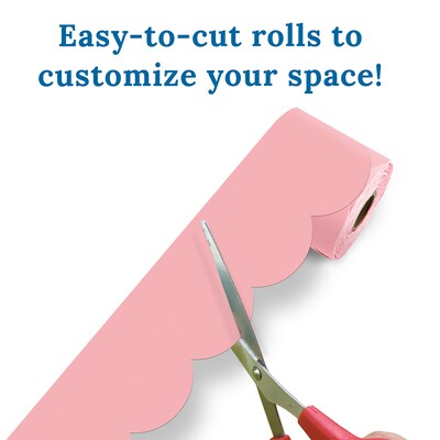 Carson Dellosa Education Rolled Scalloped Bulletin Board Border, 3" x 65', Dusty Rose, 3/Bundle (CD-108526-3)