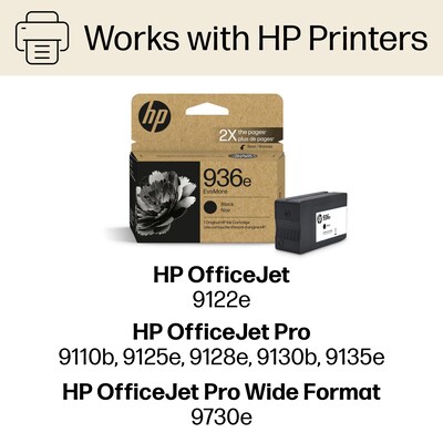 HP 936e EVOMORE Black/Cyan/Magenta/Yellow High Yield Ink Cartridges, 4/Pack