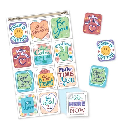Trend Enterprises Mindful Moments Tear & Share Stickers, Multicolored, 60/Pack, 6/Packs/Bundle (T-47409-6)