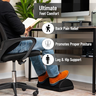 Mind Reader Adjustable Height Air-Cloud Memory Foam Footrest, Black (FTPLUSH-BLK)
