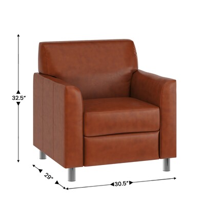 Flash Furniture Hercules Diplomat LeatherSoft Reception Chair, Cognac/Chrome Legs (BT8271CGCHR)