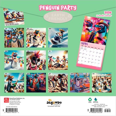 2026 BrownTrout Penguin Party 12 x 12 Monthly Wall Calendar (9798330707256)