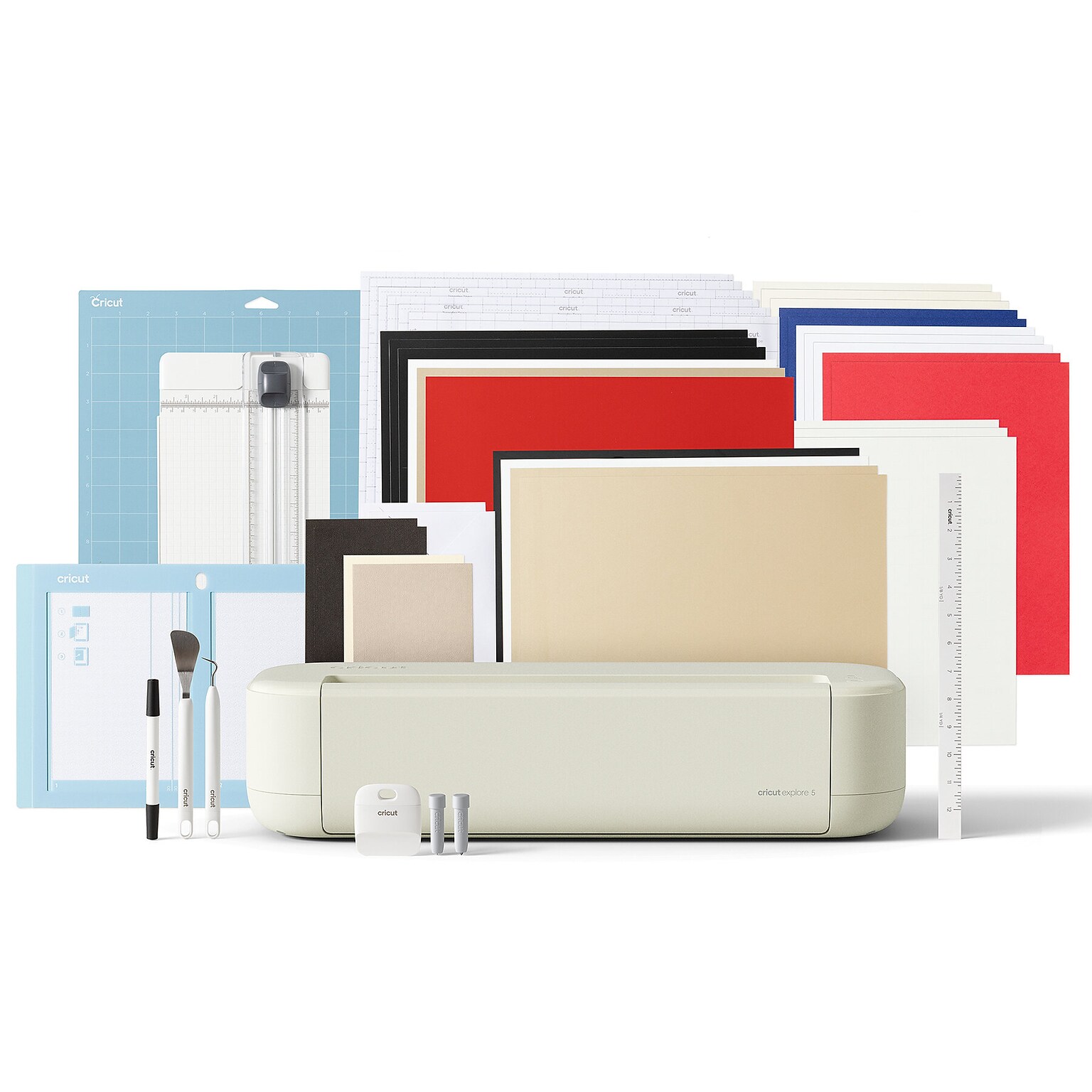 Cricut Explore 5 Die Cutting Smart Machine Essential Bundle, Taupe (2012404)