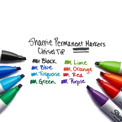 Sharpie Tank Permanent Marker, Chisel Tip, Black, 12/Pack (38201)