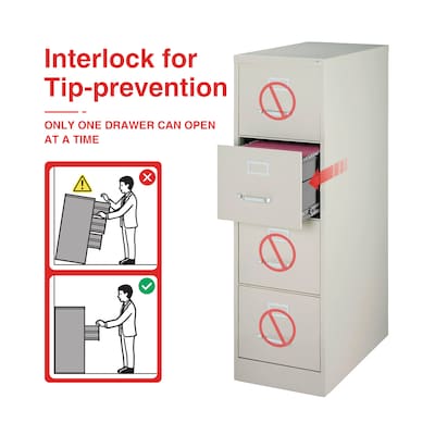 Quill Brand® Commercial 4 File Drawer Vertical File Cabinet, Locking, Gray, Letter, 26.5D (13445D)