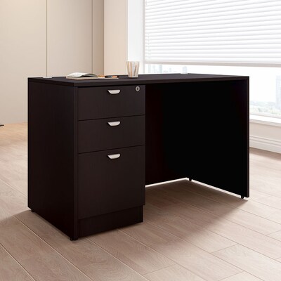 Boss Office Products 48"W Desk with Box/Box/File Pedestal, Mocha (GROUP104-MOC)